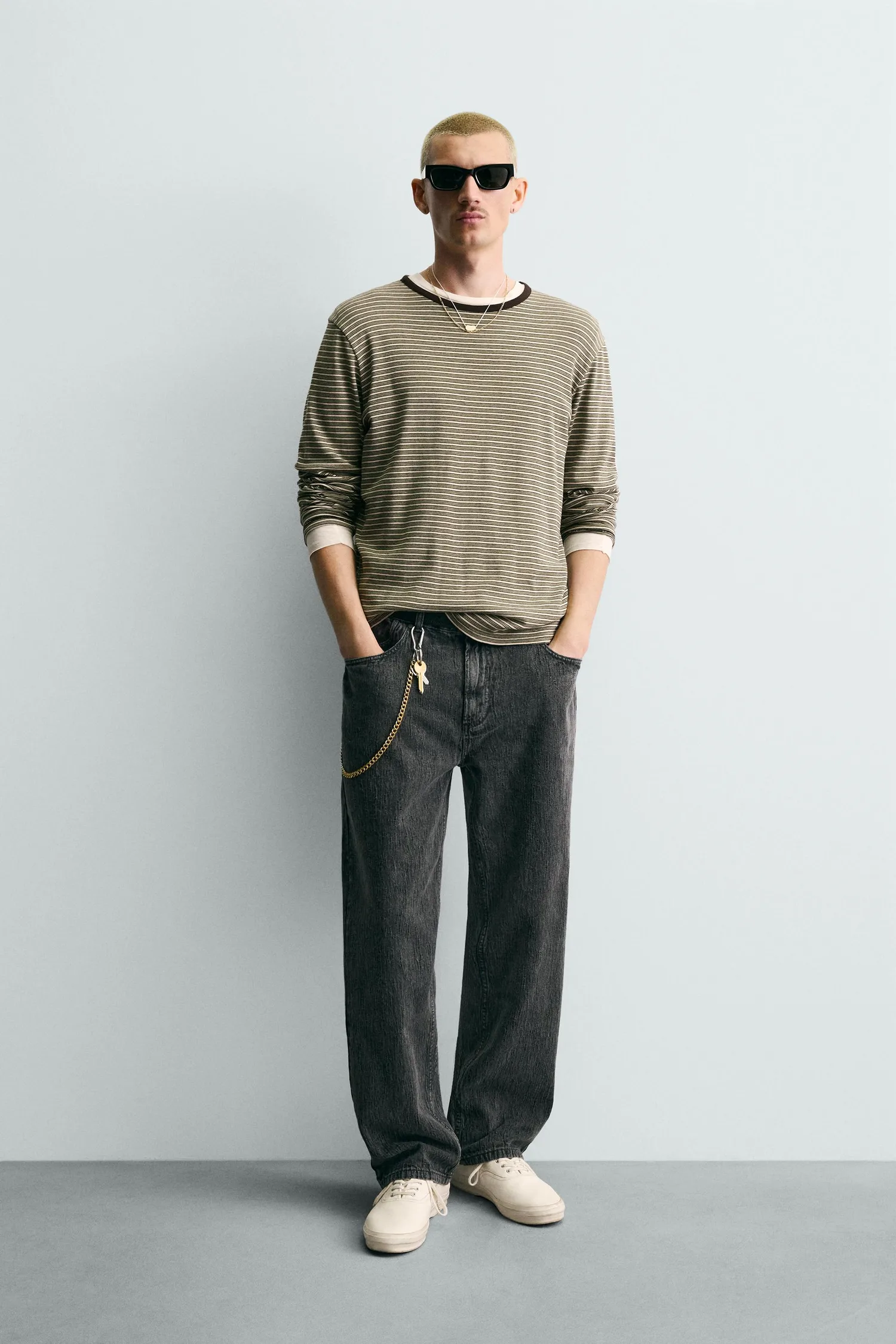 Жаккардовые прямые брюки Zara, темно-серый