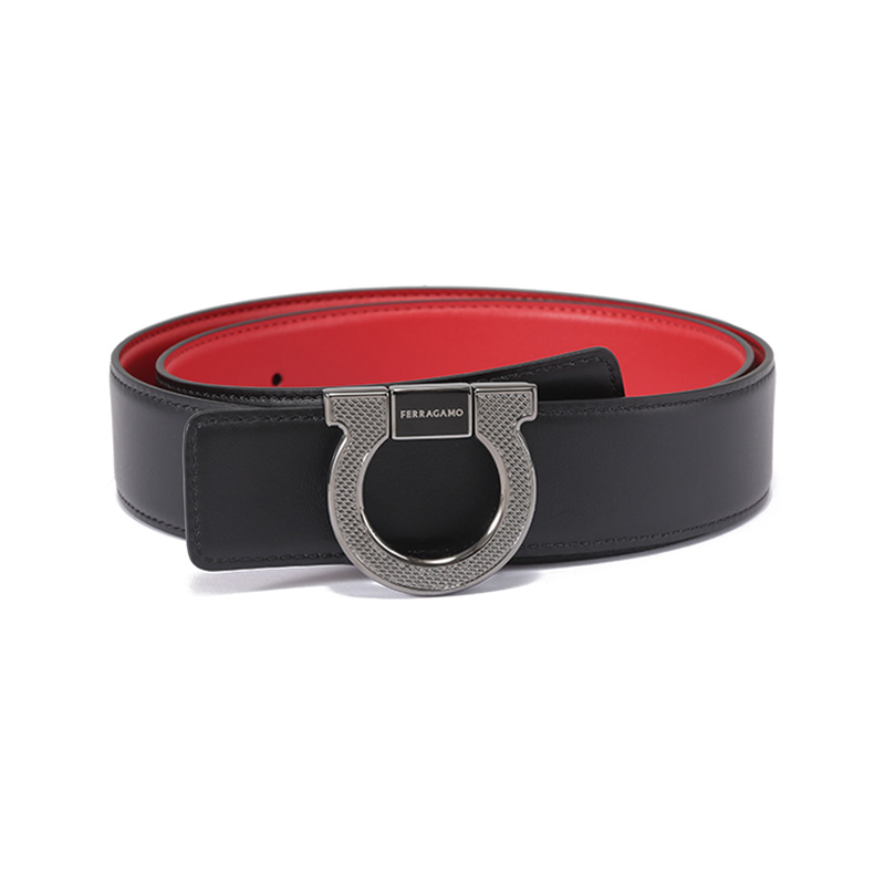

Ferragamo Реверсивный пояс Gancini, Black Red