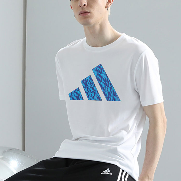 Футболка унисекс белая/синяя Adidas, белый/синий — фото 4