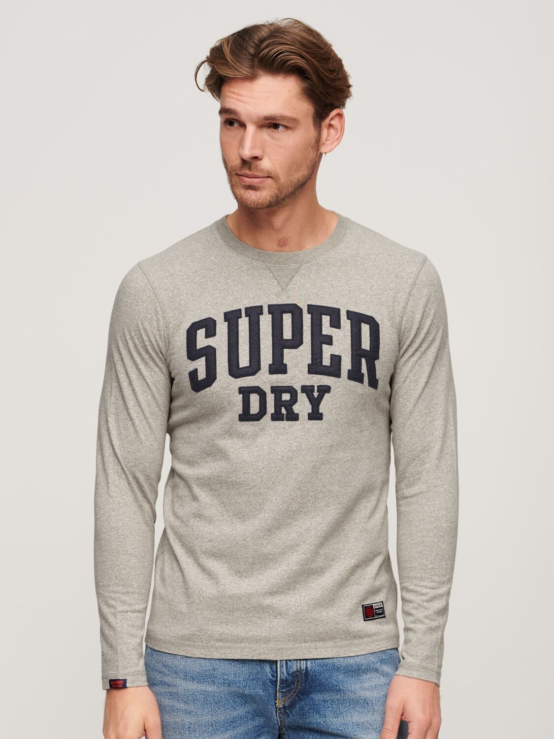 

Винтажная спортивная футболка с длинным рукавом на груди Superdry, серый