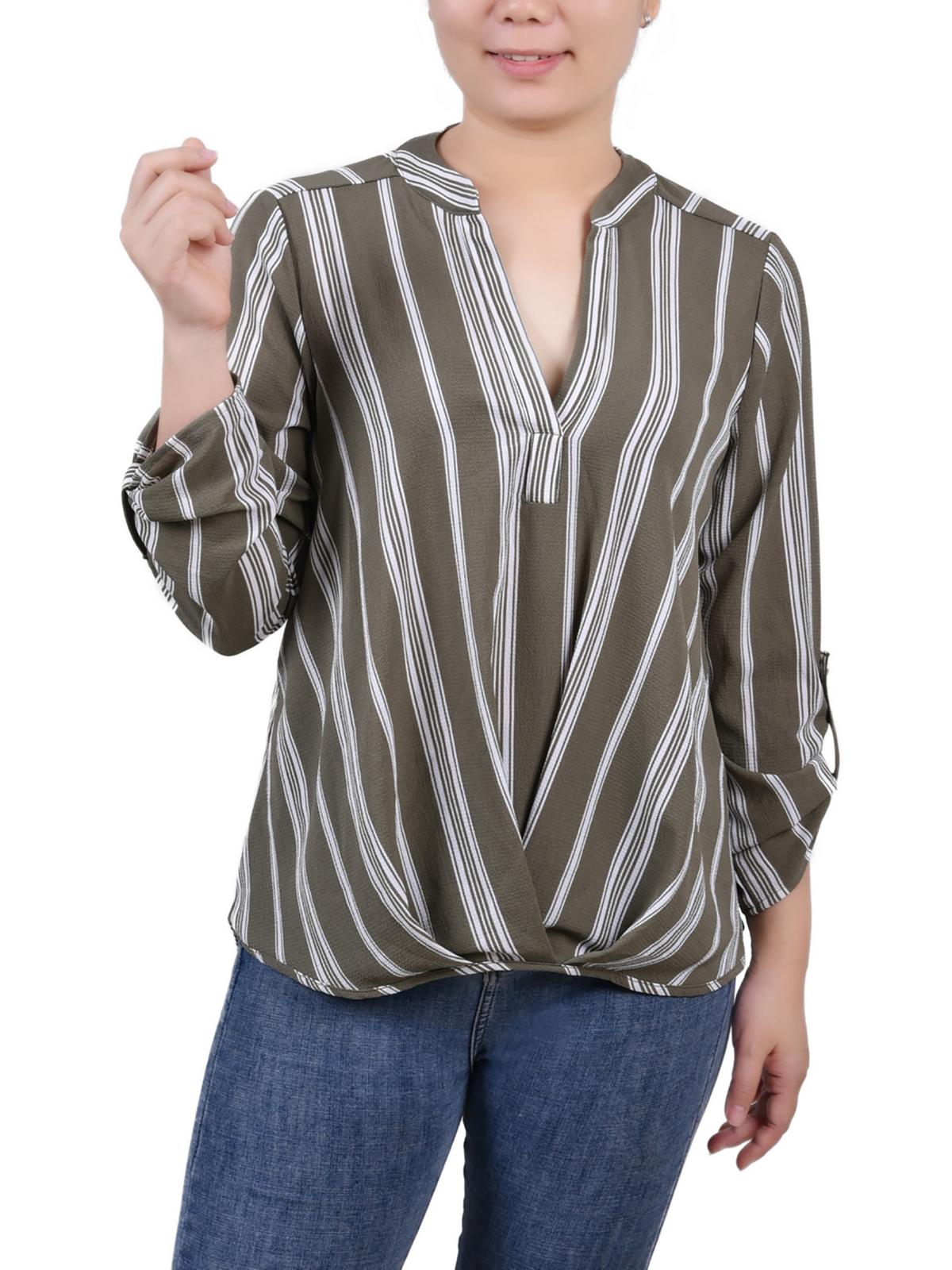 

Женская блузка Petites Surplice Printed NY Collection, цвет dusty olive stripe