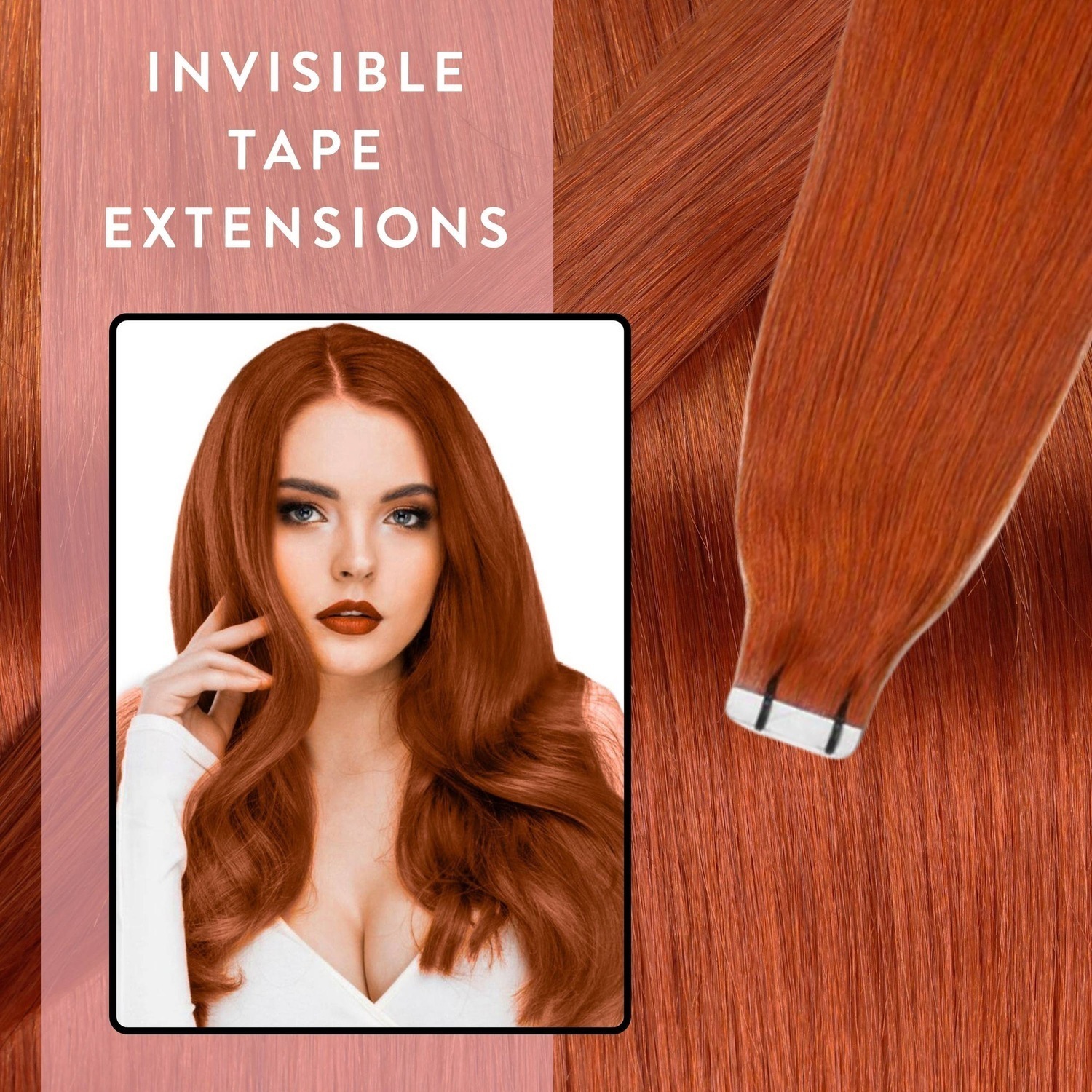 Накладные волосы invisible tape extensions premium echthaar #8/43 hellblond rot-gold Hair2Heart, 60cm, количество 10 шт. — фото 2