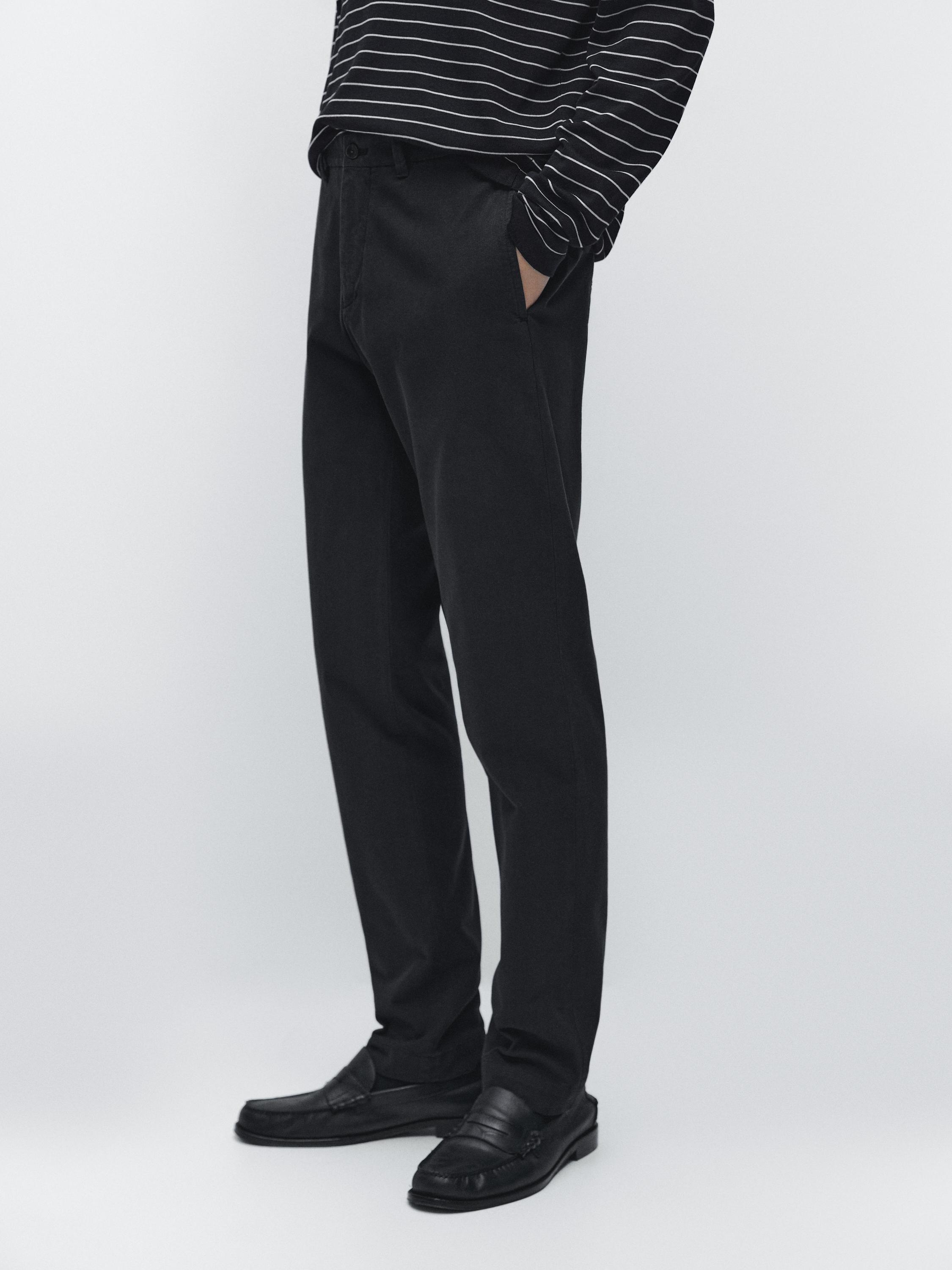 Брюки зауженного кроя из хлопковой смеси Massimo Dutti, navy blue — фото 3