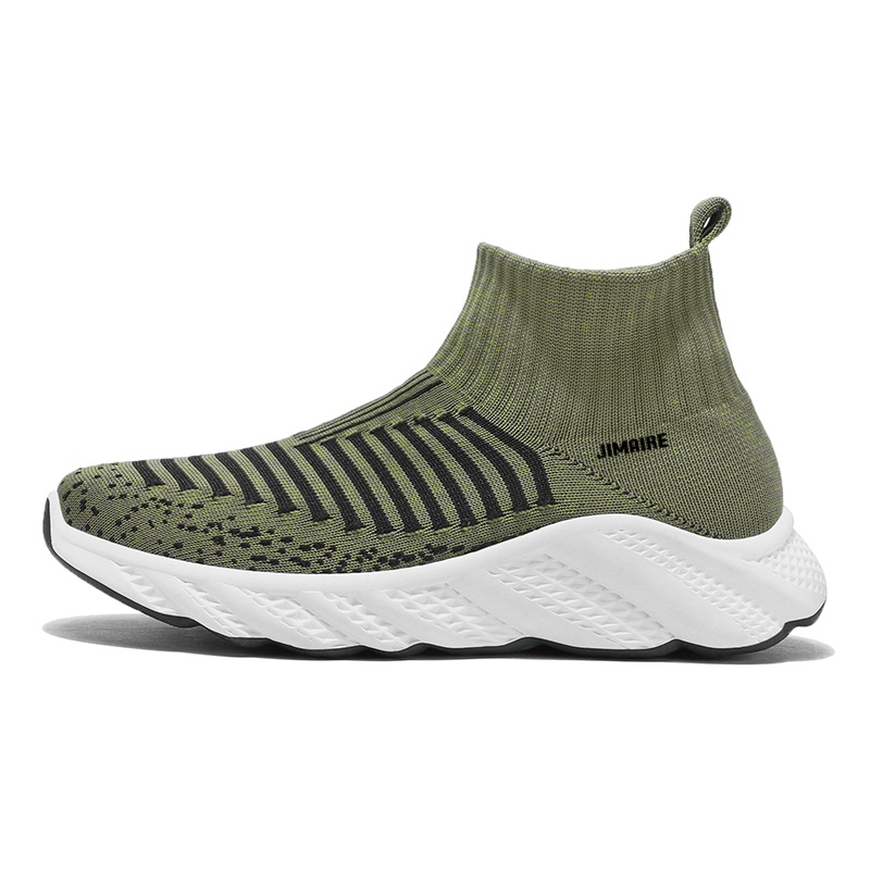 

King Jinmai Скользоустойчивые дышащие высокие повседневные кроссовки мужские зеленые, цвет Green