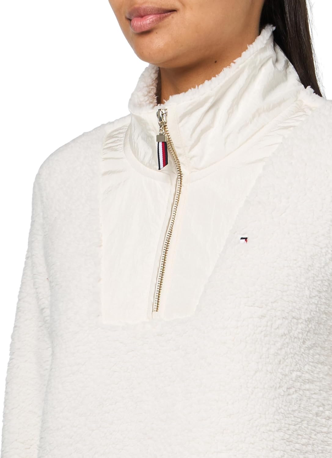 Женская куртка Tommy Hilfiger из шерпы с застежкой-молнией 1/4, Soft Ivory — фото 3