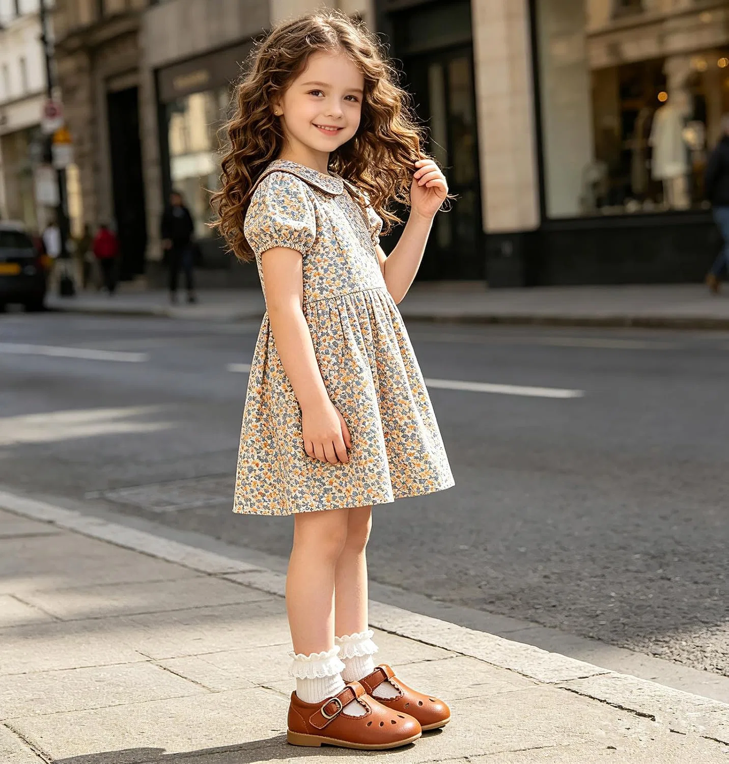 Детские туфли Мэри Джейн для девочек Classic Mary Jane DADAWEN, Brown — фото 4