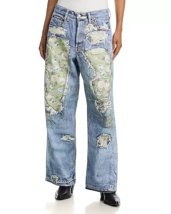 Женские джинсы свободного кроя Trompe-L'Œil 1981 Acne Studios, Blue/Green