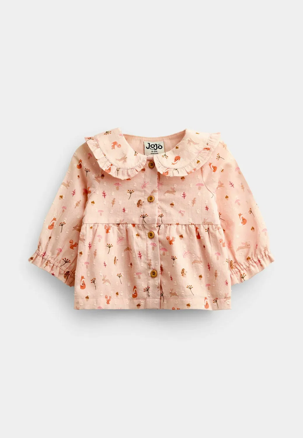 Детская блузка и брюки из шамбре - джинсы свободного кроя Jojo Maman Bébé, Pale Pink Woodland — фото 3