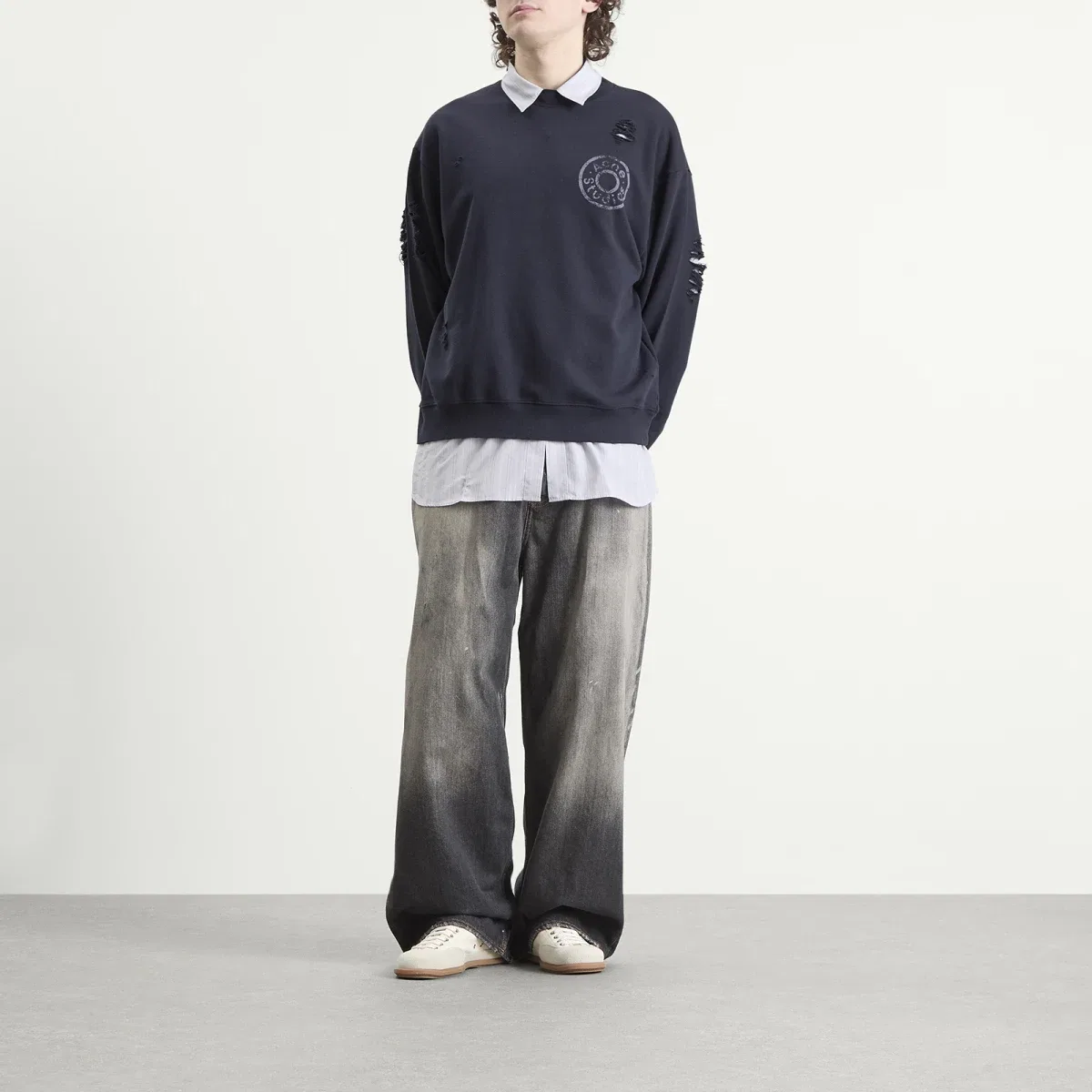 Свитшот с принтом Small Button Acne Studios, Dark Navy — фото 4