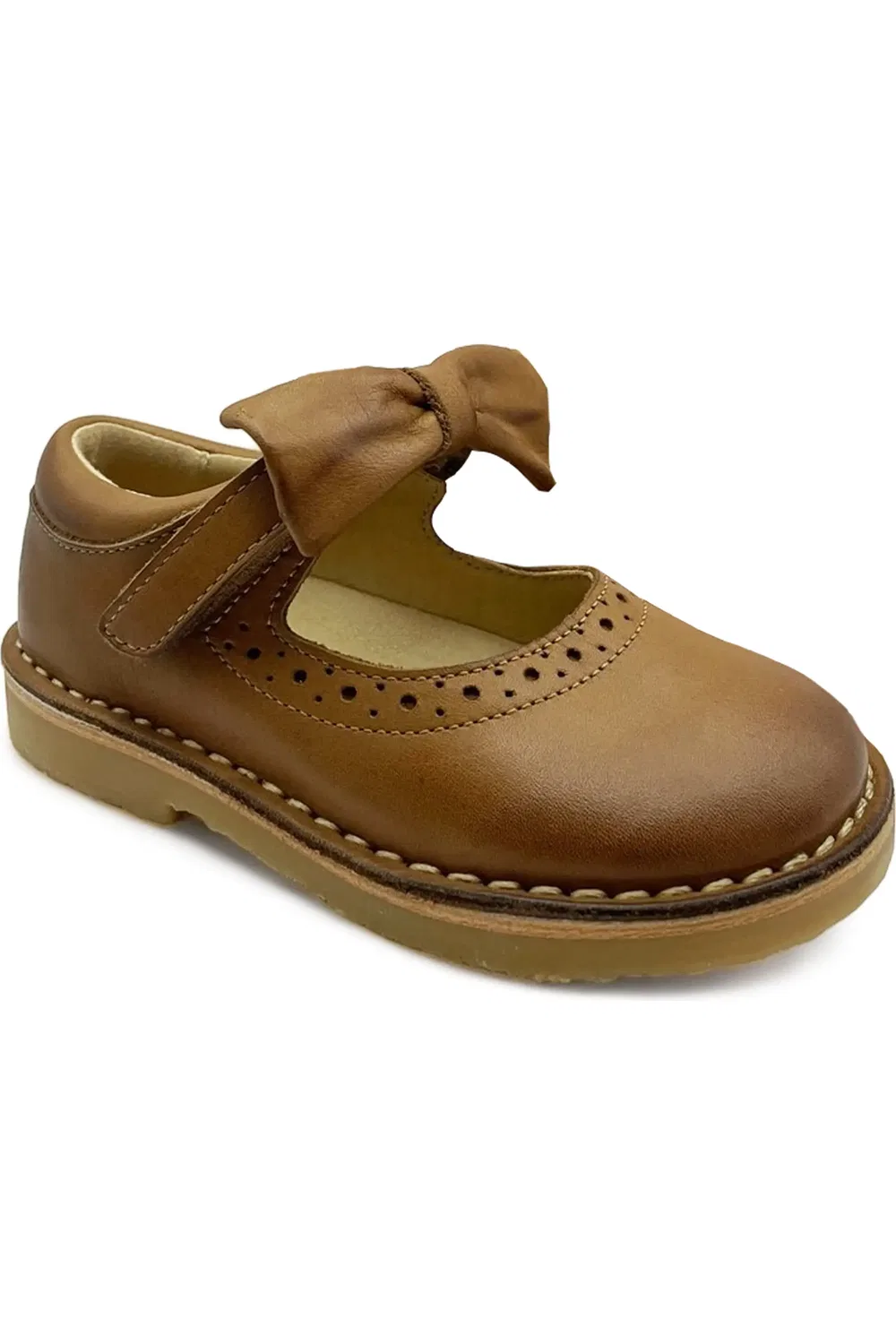 Детские сандалии Мэри Джейн с отделкой броги Martha Bow Young Soles, Tan
