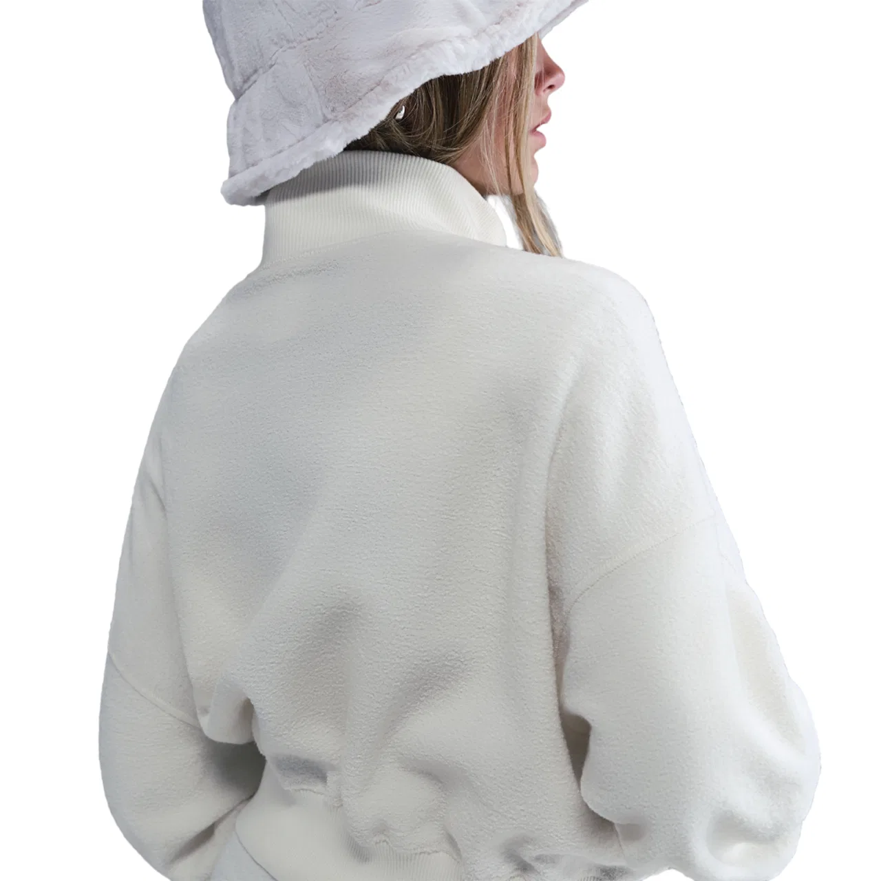Детская кофта с четверть-застежкой Nike NSW Fleece Long Sleeve Quarter-Zip, цвет Soft Pearl/White — фото 2