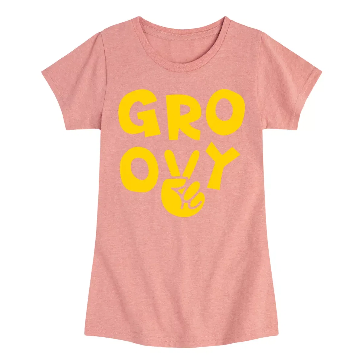 Детское футболка для девочек с принтом Groovy Peace Sign Instant Message, Heather Navy