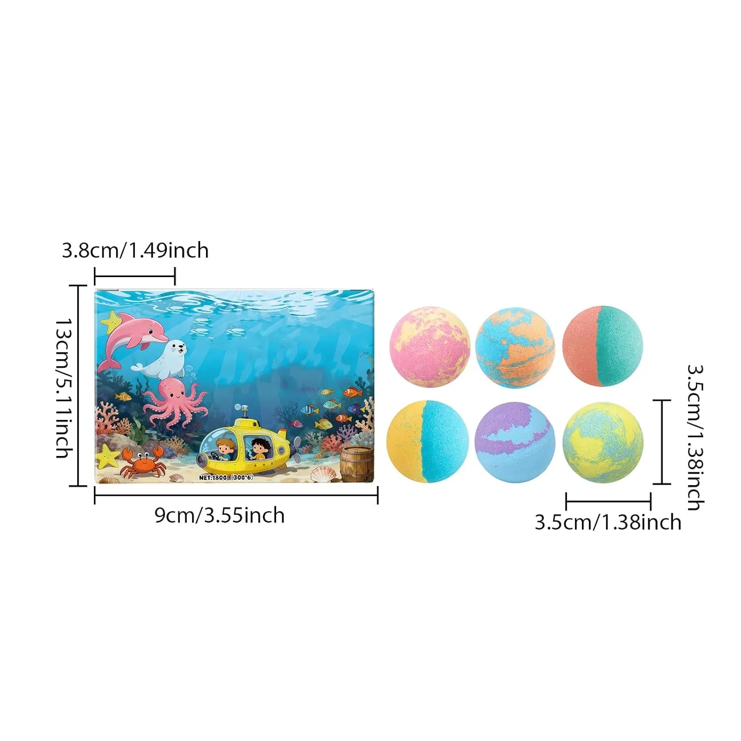 Набор детских бомбочек для ванны, 6 шт, Multicoloured Generisch — фото 3