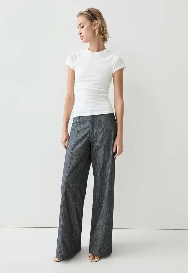 Футболка хлопковая basic t-shirt Massimo Dutti, белый — фото 2