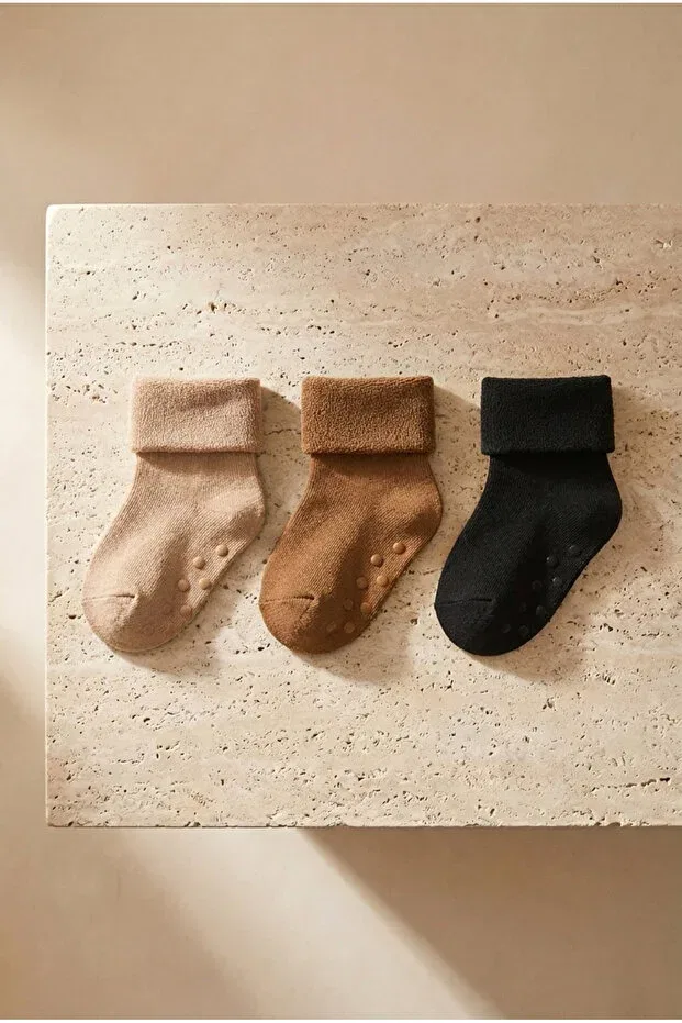 Детские носки-следки с принтом Basics Katia&Bony, Anthracite - Brown - Light Brown