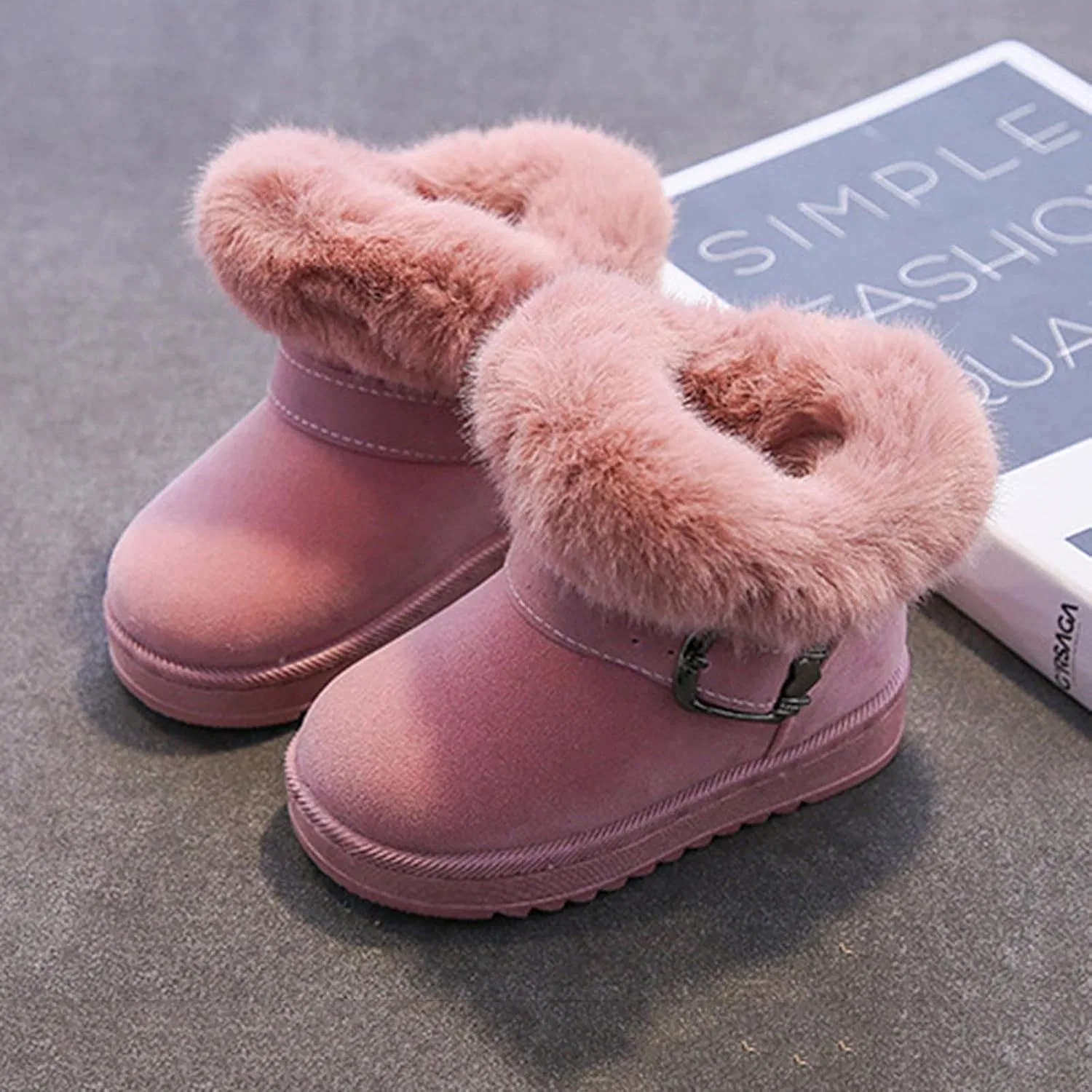 Детские зимние сапоги для девочек на меху ZDZZHYO, Pink — фото 3