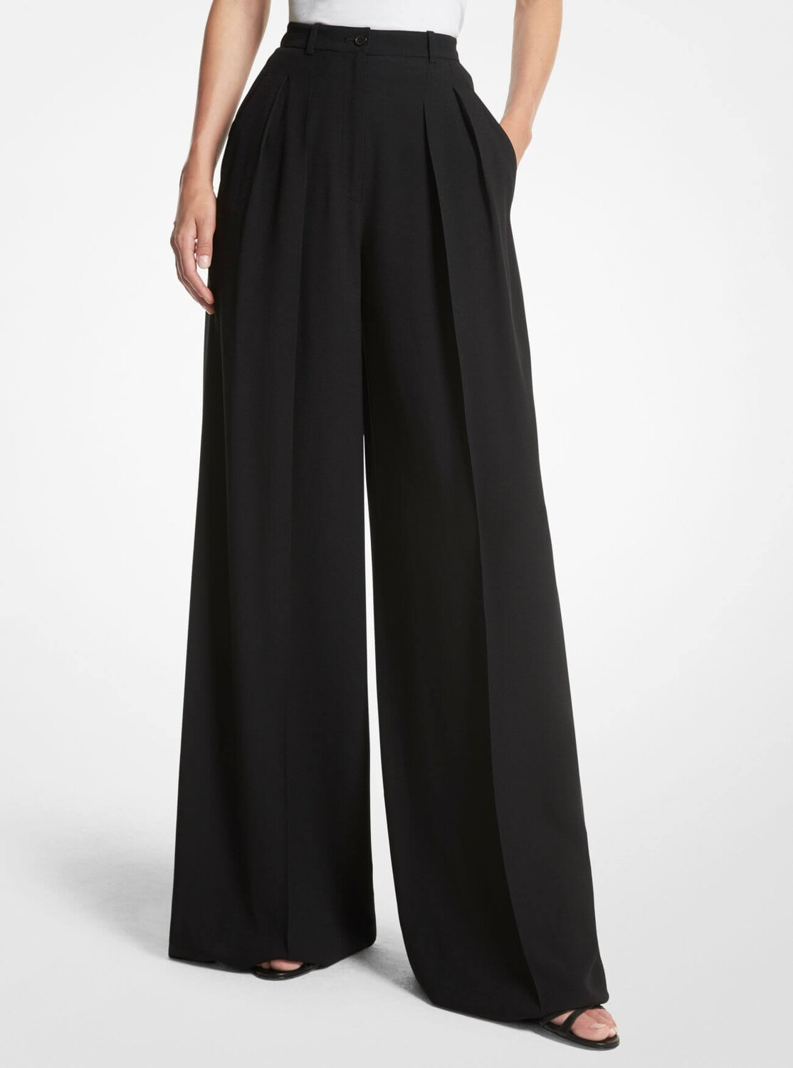 

Брюки Michael Kors Double Crepe Sable Wide-Leg, черный