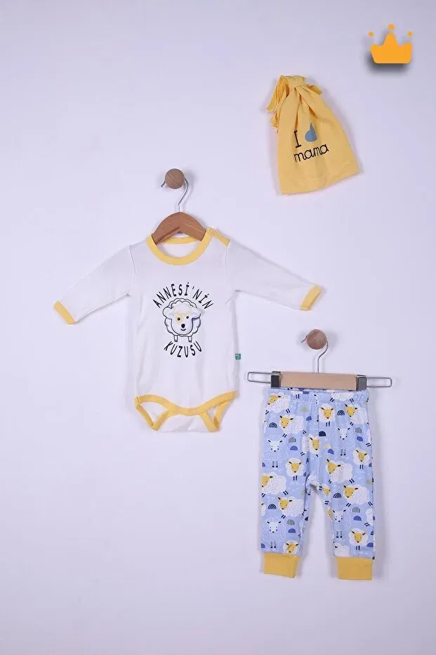 Детский комплект для новорожденных хлопковый Mother's Lamb Babyhola, Blue — фото 2