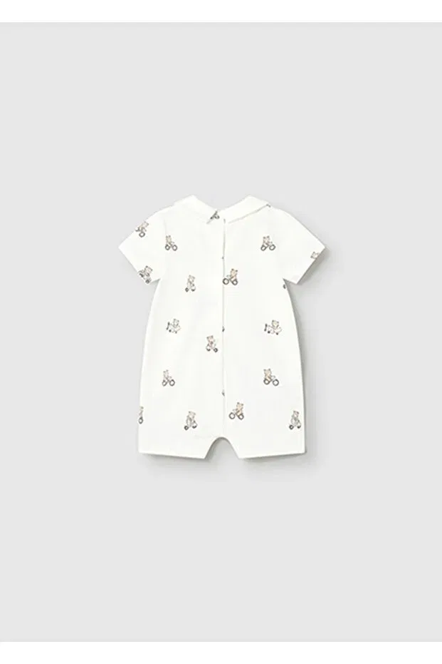 Детский комбинезон с коротким рукавом с принтом для мальчиков Summer baby boy newborn 2-piece jumpsuit Mayoral, Ecru — фото 3