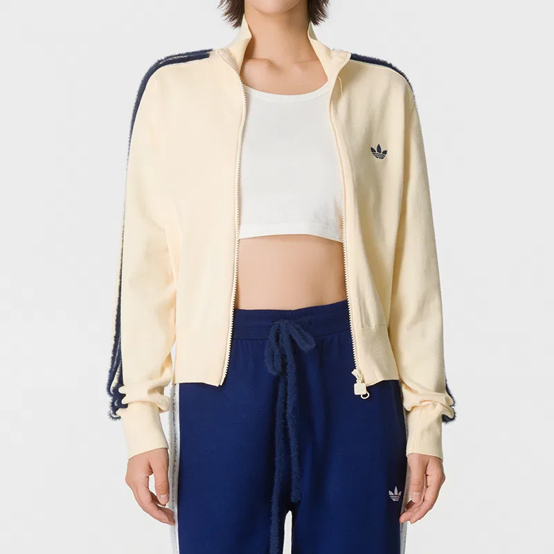 Женская куртка с воротником-стойкой Warm Vanilla/deep Indigo Adidas Originals, Warm Vanilla/Deep Indigo — фото 4