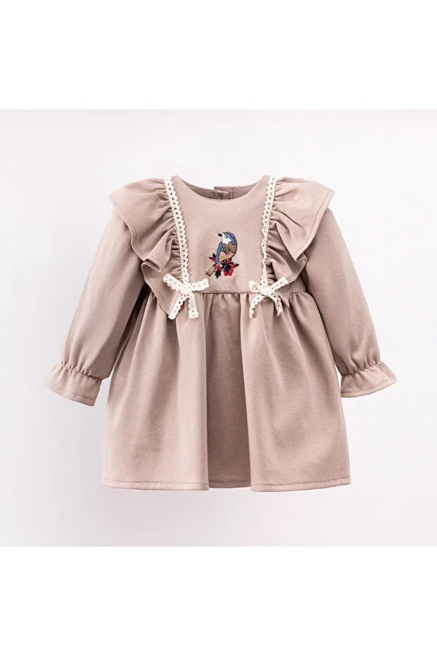 Детское платье для девочек с вышивкой Bird embroidery dress Cumino, Mink