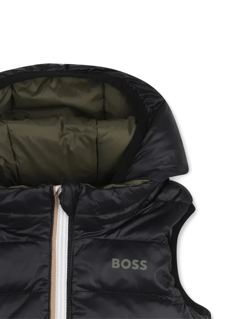 Двусторонний дутый жилет Boss Kidswear, черный — фото 3