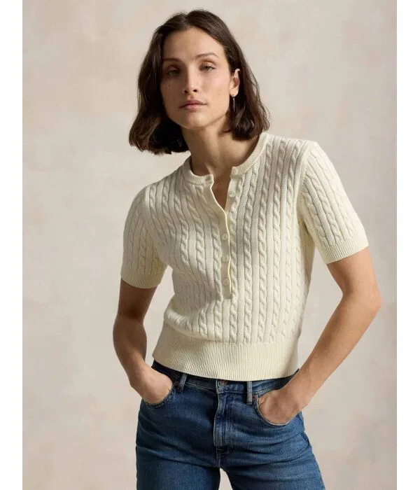 Женский джемпер-поло с длинным рукавом Polo Ralph Lauren, Crema