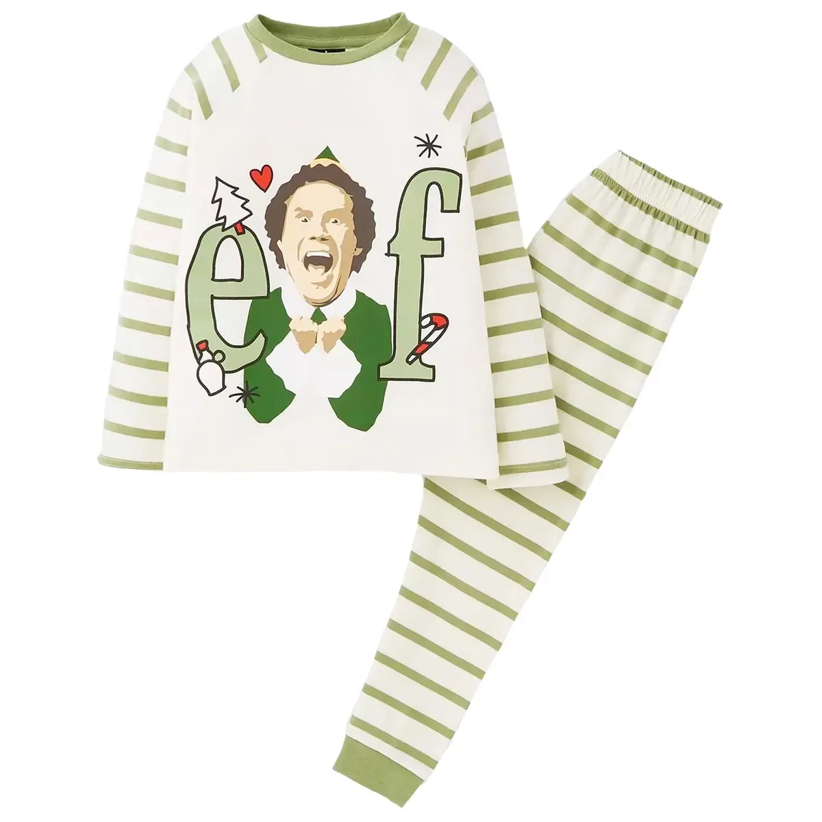 Детский комплект пижамы с длинным рукавом реглан Elf, White