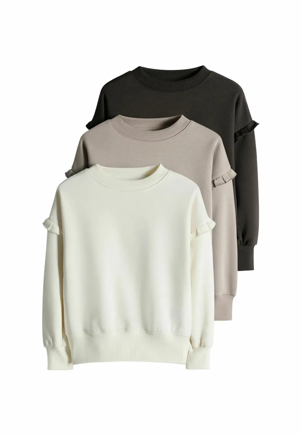 Комплект из 3 толстовок с оборками на рукавах - толстовка The Set, Chocolate Brown Mid Brown Cream
