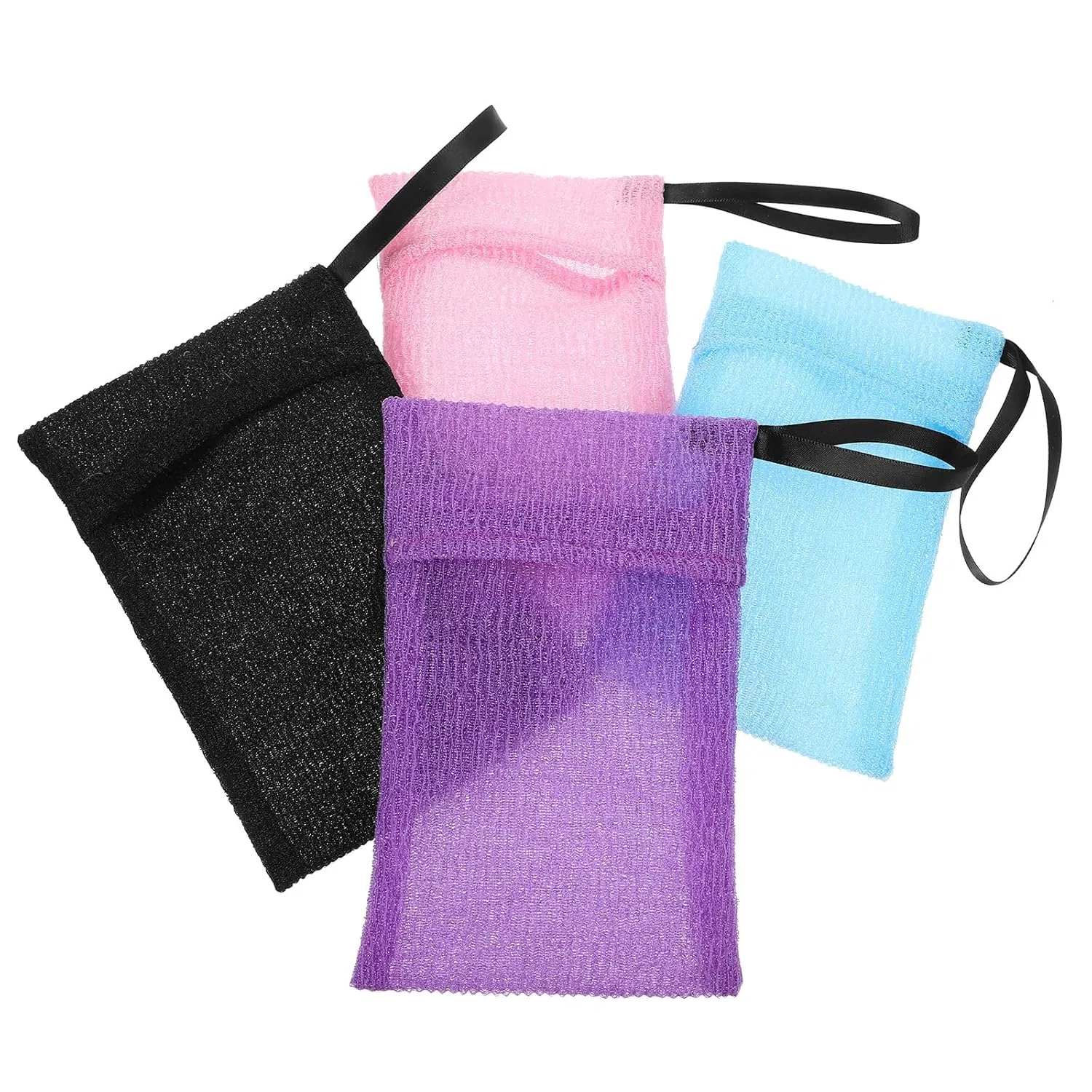 Мочалка для пилинга 4 шт, Mipcase, Nylon, 19.5x13x1 см, мультиколор
