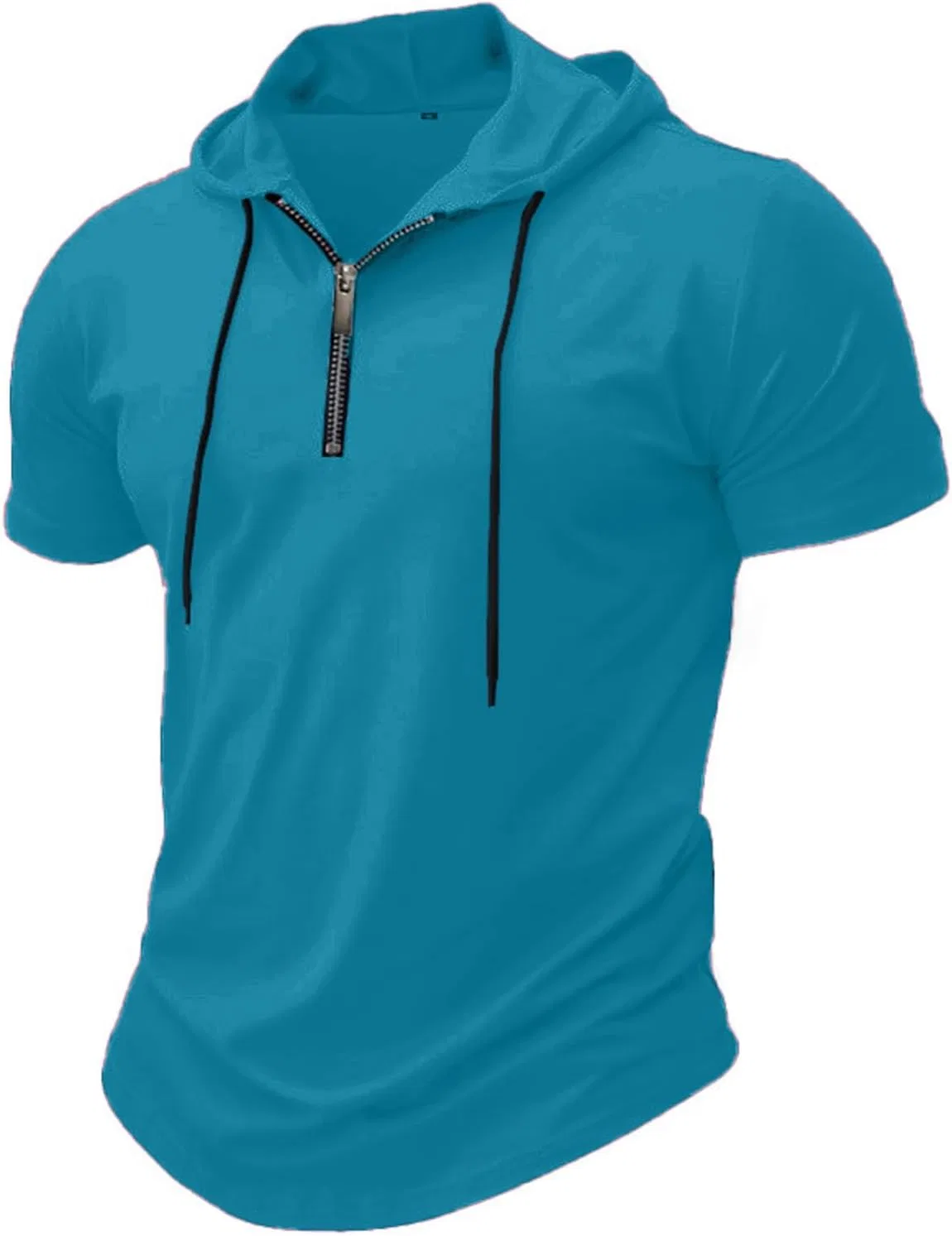 Мужская легкая худи-футболка с четверть-застежкой, Blue — фото 2