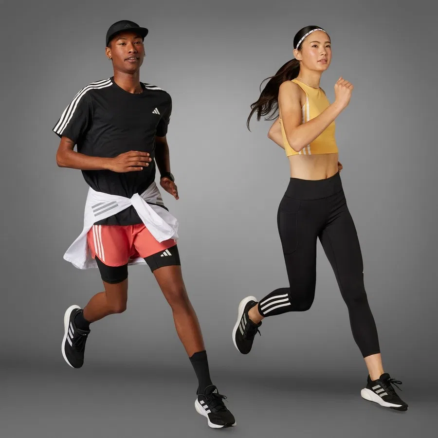 Леггинсы спортивные с принтом 7/8 adidas DailyRun 3-Stripes, Черный — фото 2