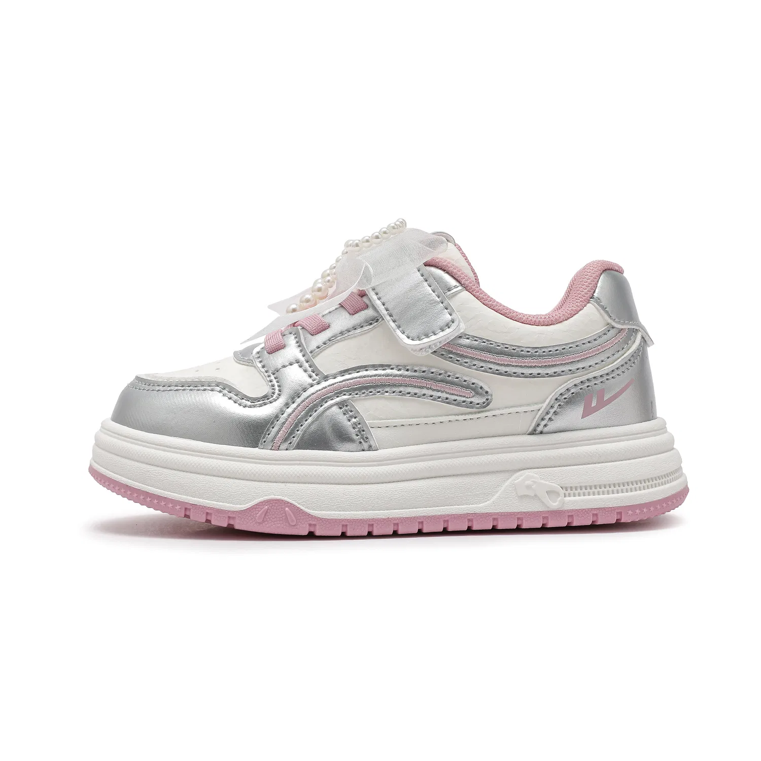 Детские кеды для скейтбординга Beige/Silver/Pink WARRIOR