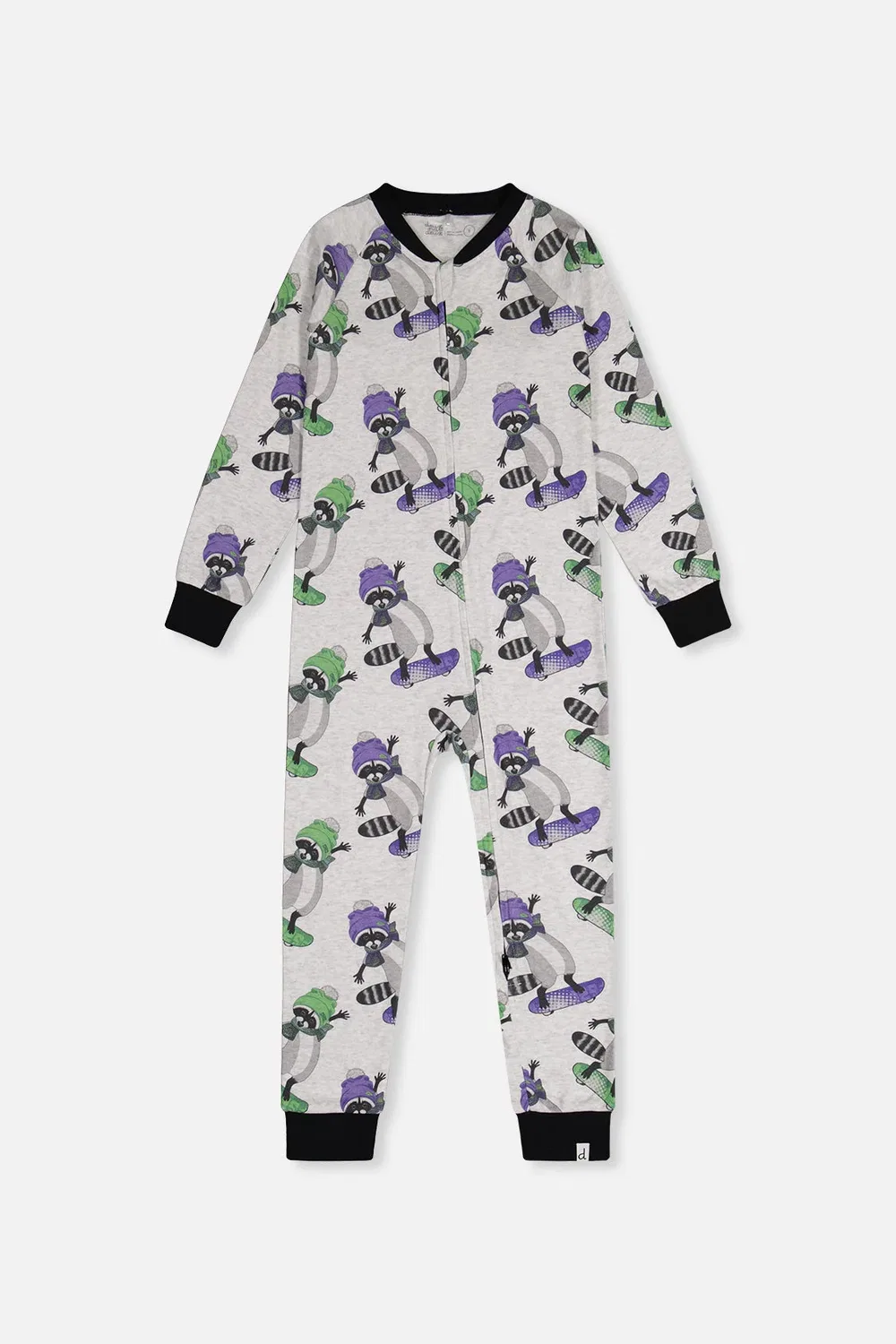 Детский комбинезон для мальчиков из органического хлопка с принтом Beige With Raccoon Print Deux par Deux