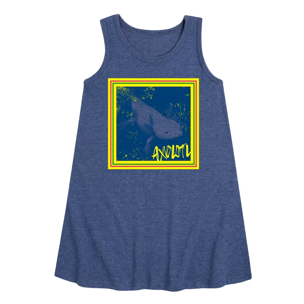 Детское платье-трапеция без рукавов Pop Axolotl Instant Message, Heather Navy