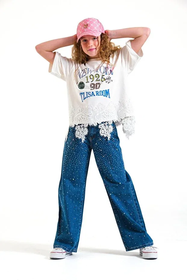 Детская футболка с принтом New York Girl T-Shirt Loco Loco, Ecru — фото 3