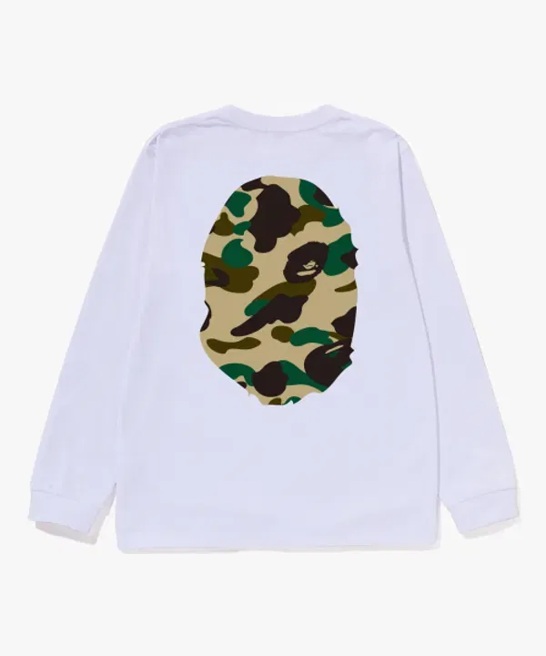 Футболка с длинным рукавом, камуфляж, Big Ape Head, Bape, желтый — фото 2