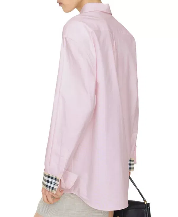 Женская рубашка свободного кроя из хлопка Oxford Frosty Pink Burberry, Frosty Pink — фото 4
