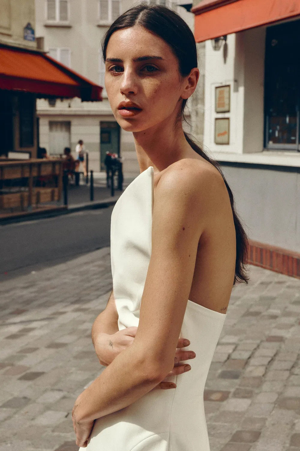 Мини-платье с асимметричным вырезом ZARA, White — фото 3