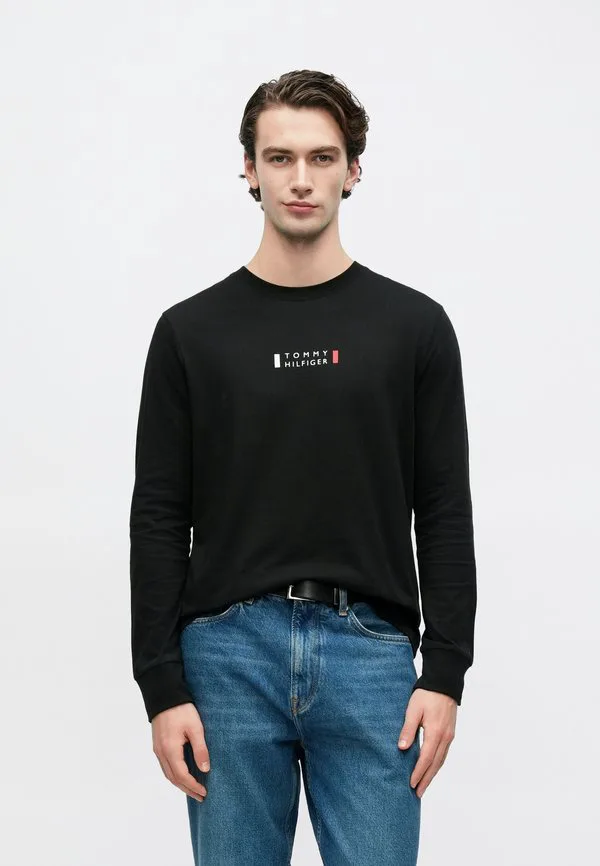 Футболка с длинным рукавом и логотипом Tommy Hilfiger, Black