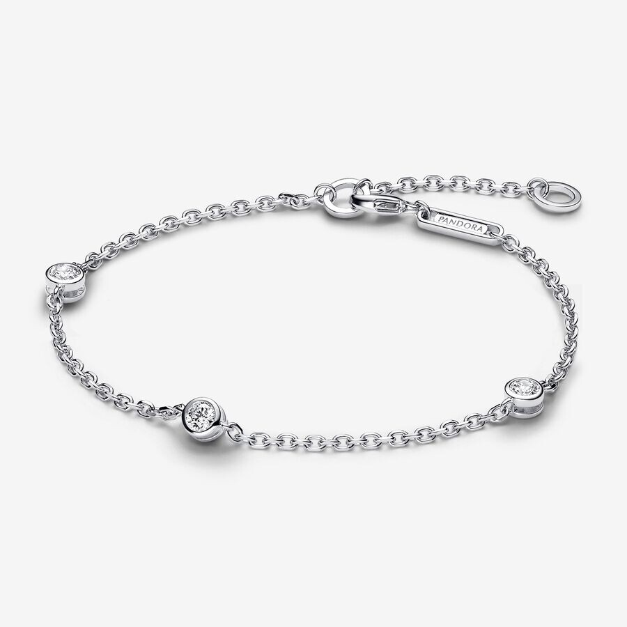 

Браслет Pandora Era Bezel Lab-grown Diamond Station Chain, серебро/бриллиант