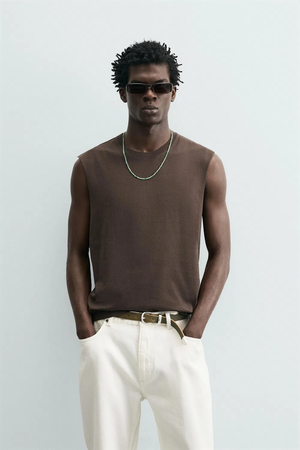 Легкая майка свободного кроя ZARA, Brown — фото 2