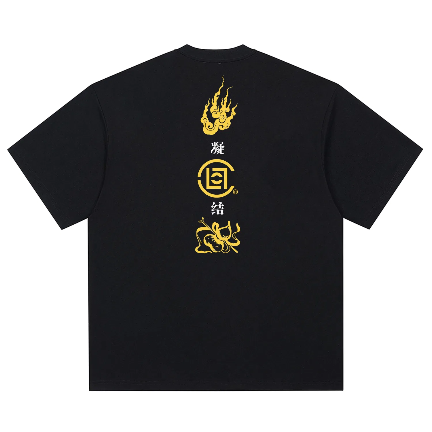Детская футболка с круглым вырезом и прямым кроем CLOT, Ink Black/Yellow