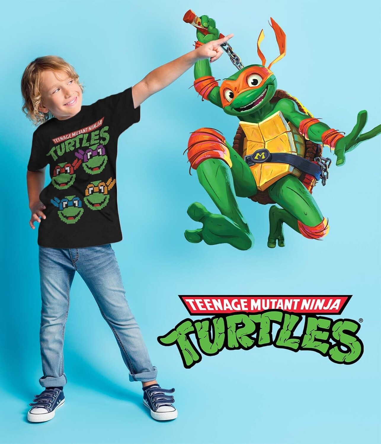 Набор детских футболок Nickelodeon Teenage Mutant Ninja Turtles, 3 предмета, зеленый вереск/серый/черный — фото 2
