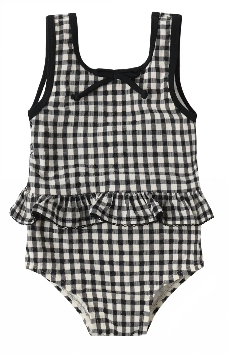 Детский купальник с юбкой с принтом Rylee + Cru, Black Gingham — фото 2