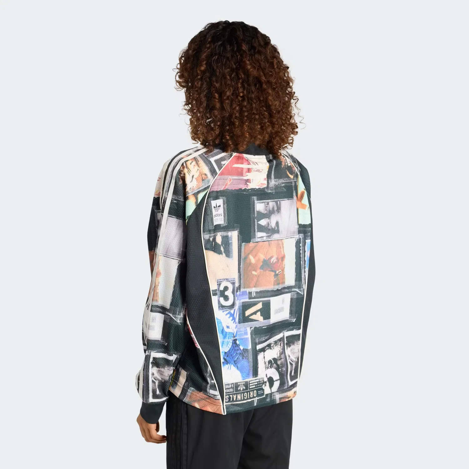 Женский свитшот свободного кроя MESH GFX JERSEY LS Adidas Originals, черный — фото 2