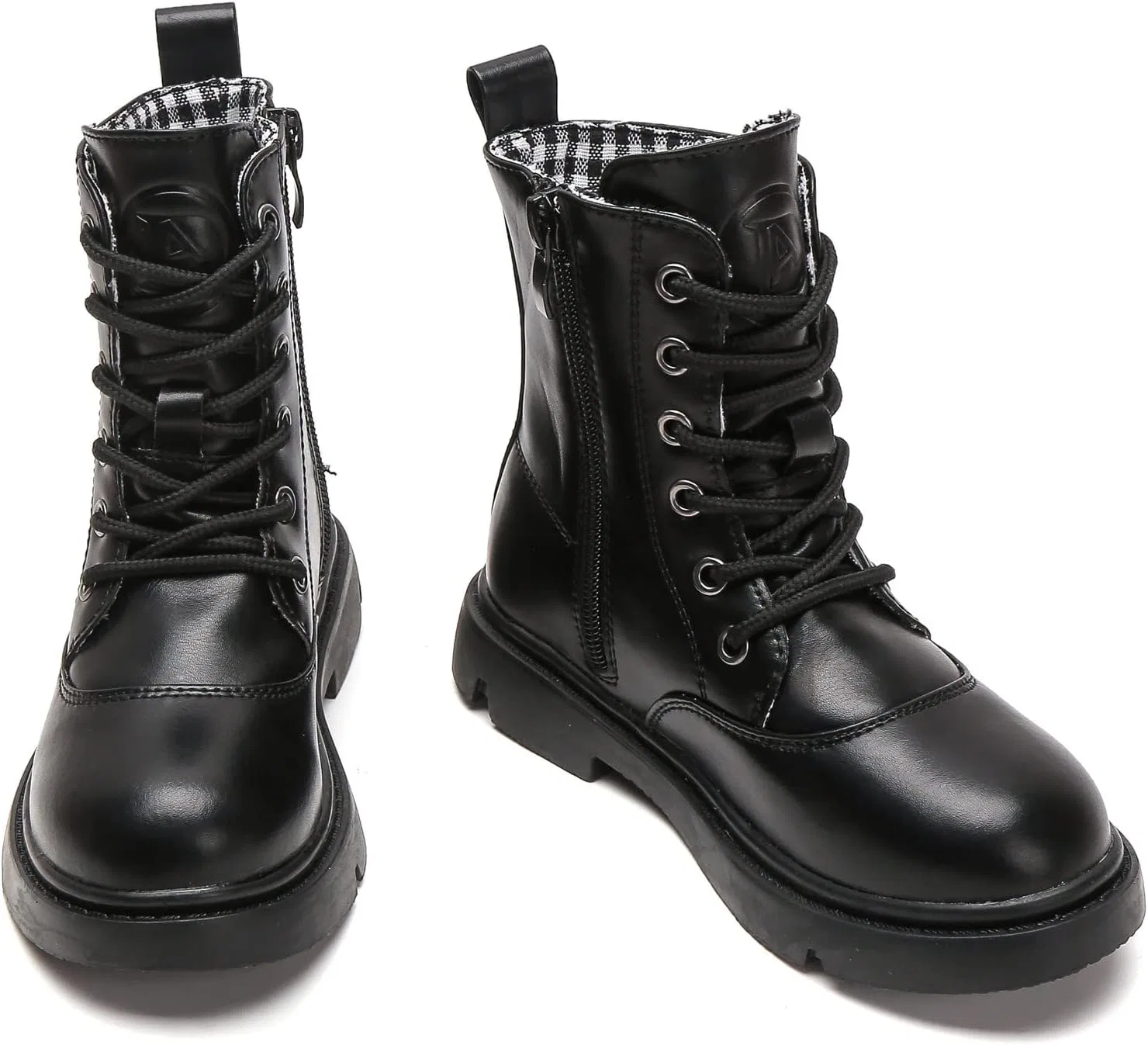 Детские ботинки с блестками на шнуровке DADAWEN, Black Leather
