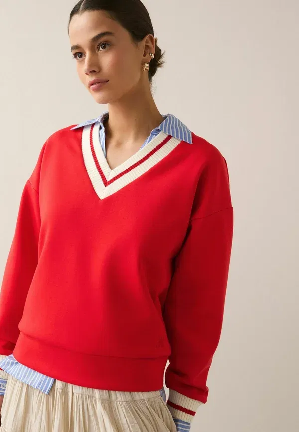 Свитшот с v-образным вырезом Sweatshirt Next, red, красный — фото 4