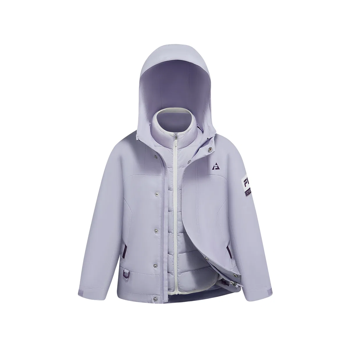 Детское пуховое пальто с капюшоном, средней длины, FILA KIDS, Morning Glory Purple