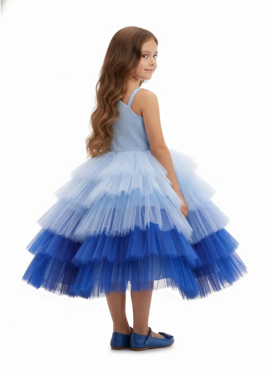 Платье с бантом на одно плечо Fairy blue frock Bidani, синий — фото 3